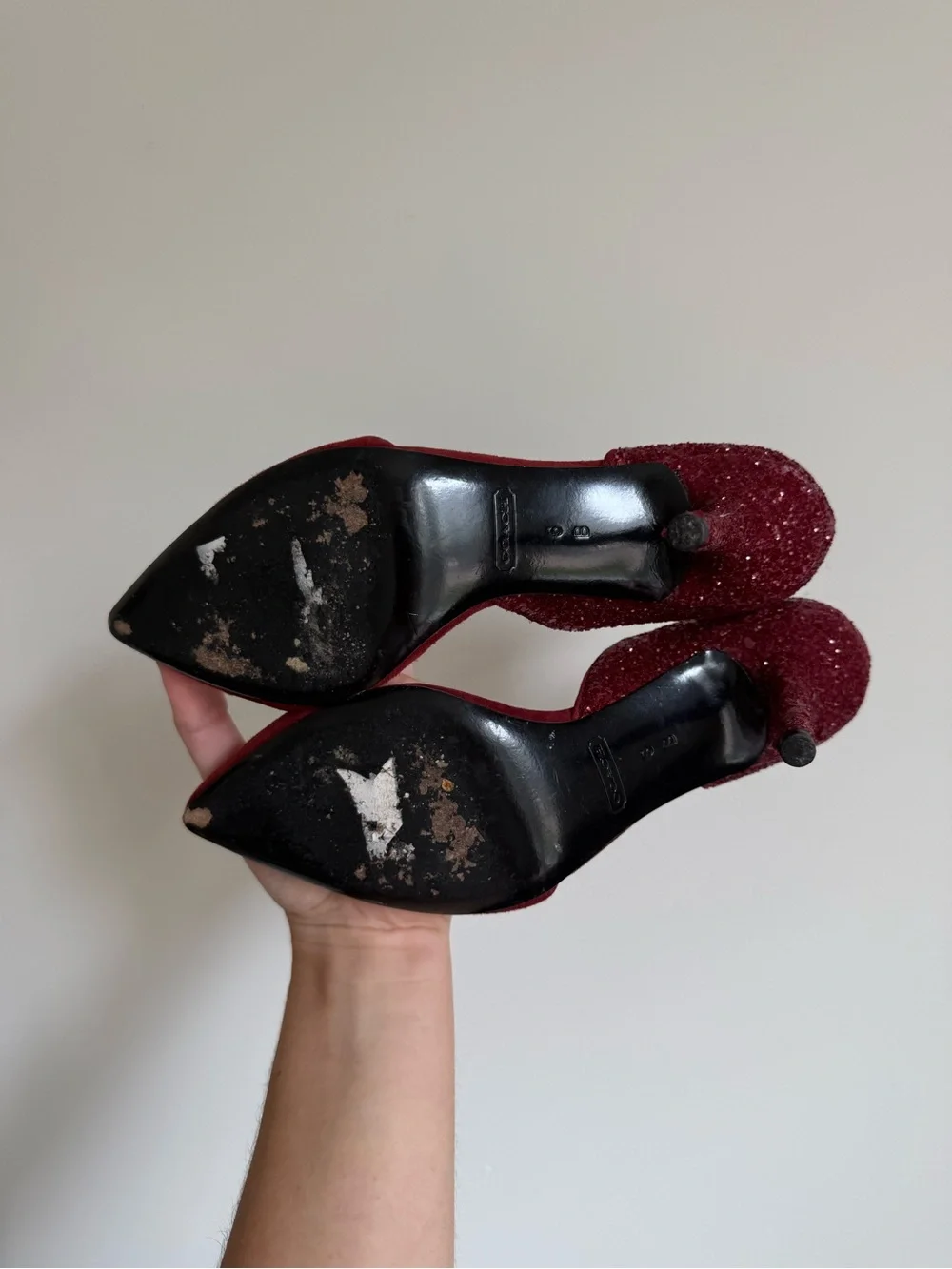 Coach Burgundy Suede and glitter D'Orsay Pointed heels